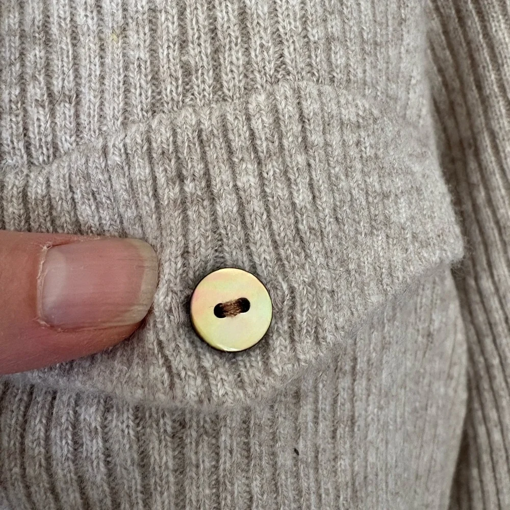 Minnie Rose Ribbed Cashmere Button-Down Sweater Cardigan, XS - Picture 5 of 7